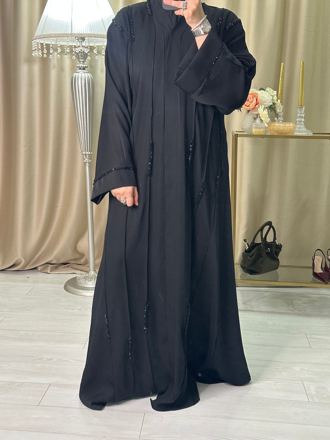 Lina taş işlemeli abaya