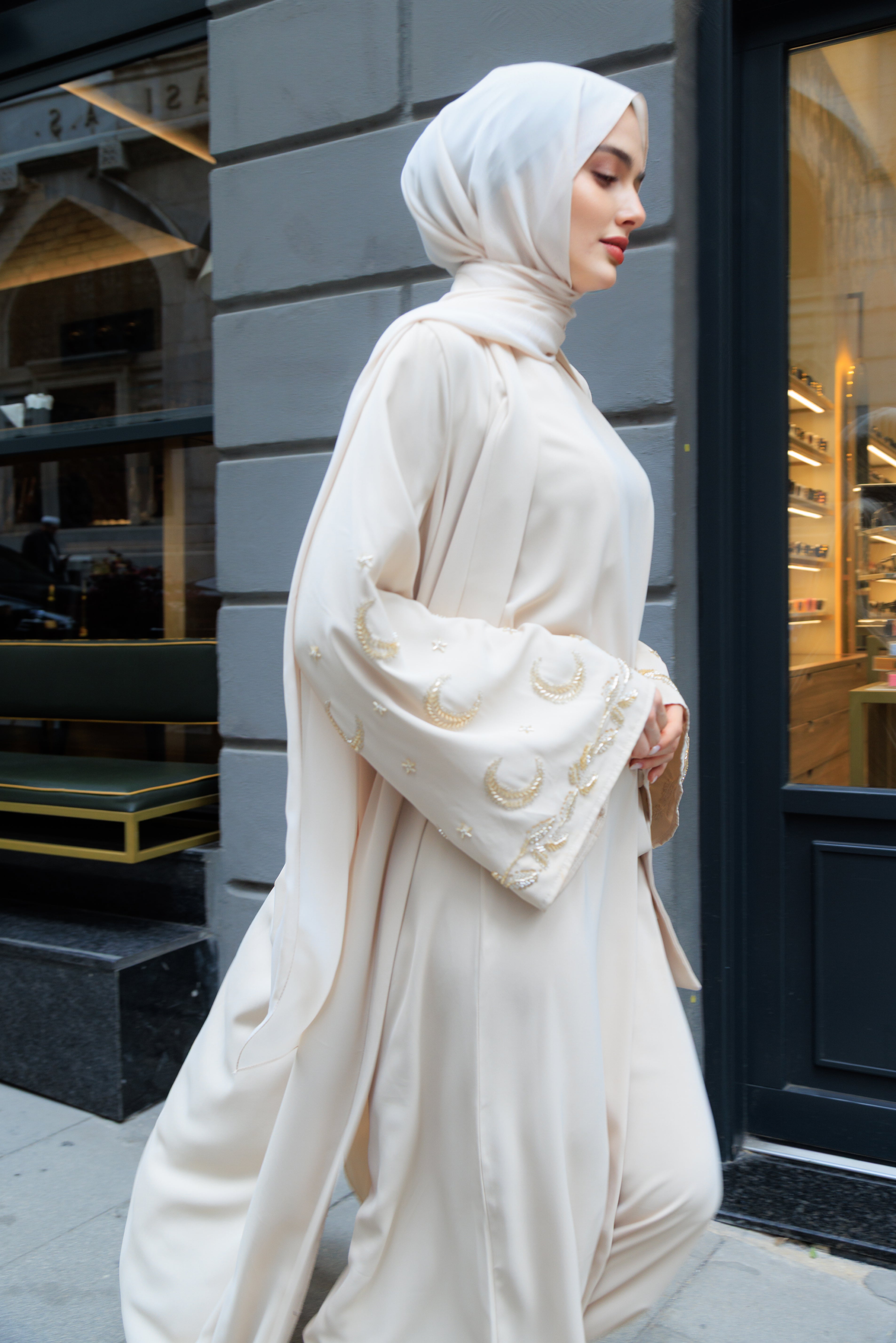 MİHRİMAH ABAYA TAKIM (KREM)